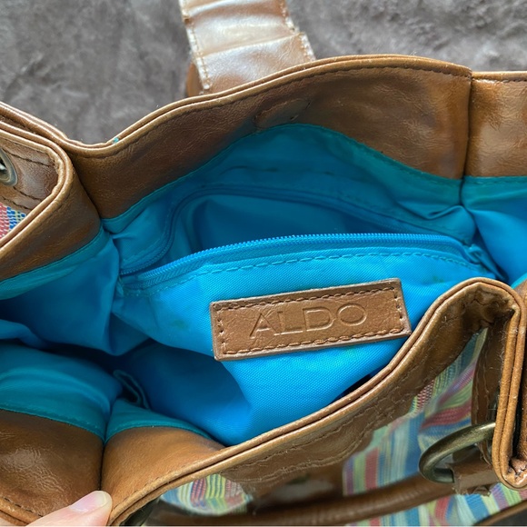 Aldo Colorful Striped Shoulder Bag with Brown Accents - Picture 8 of 12